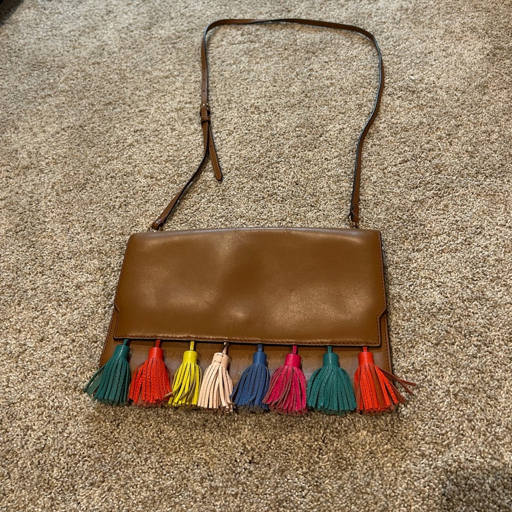 Rebecca Minkoff Brown Leather Bag with Colorful Tassels